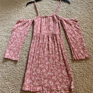 A floral off the shoulder dress